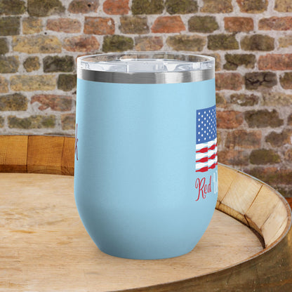 Red Wine & Blue Independence Day Personalized 12oz Wine Tumbler