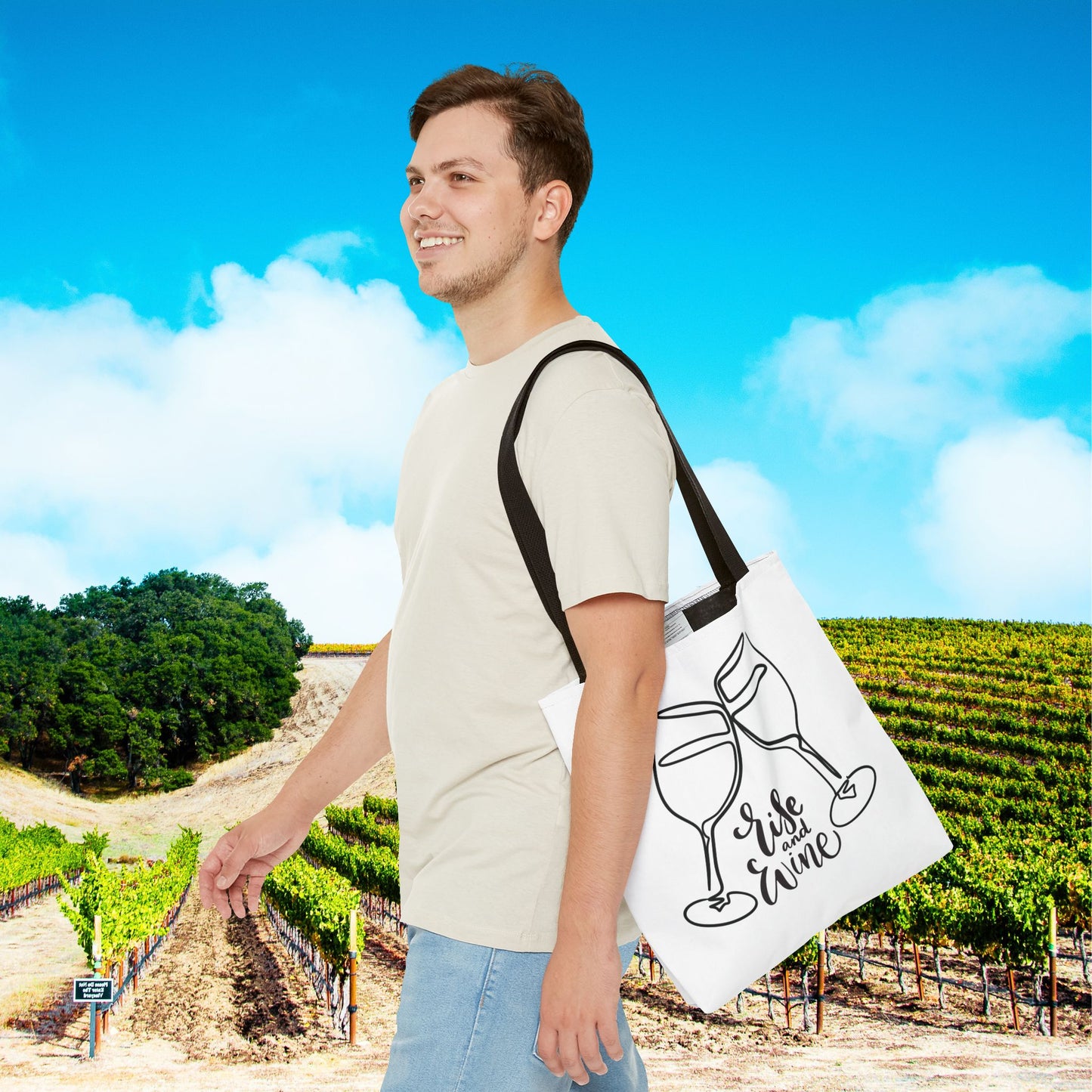 Rise & Wine Personalized Tote Bag