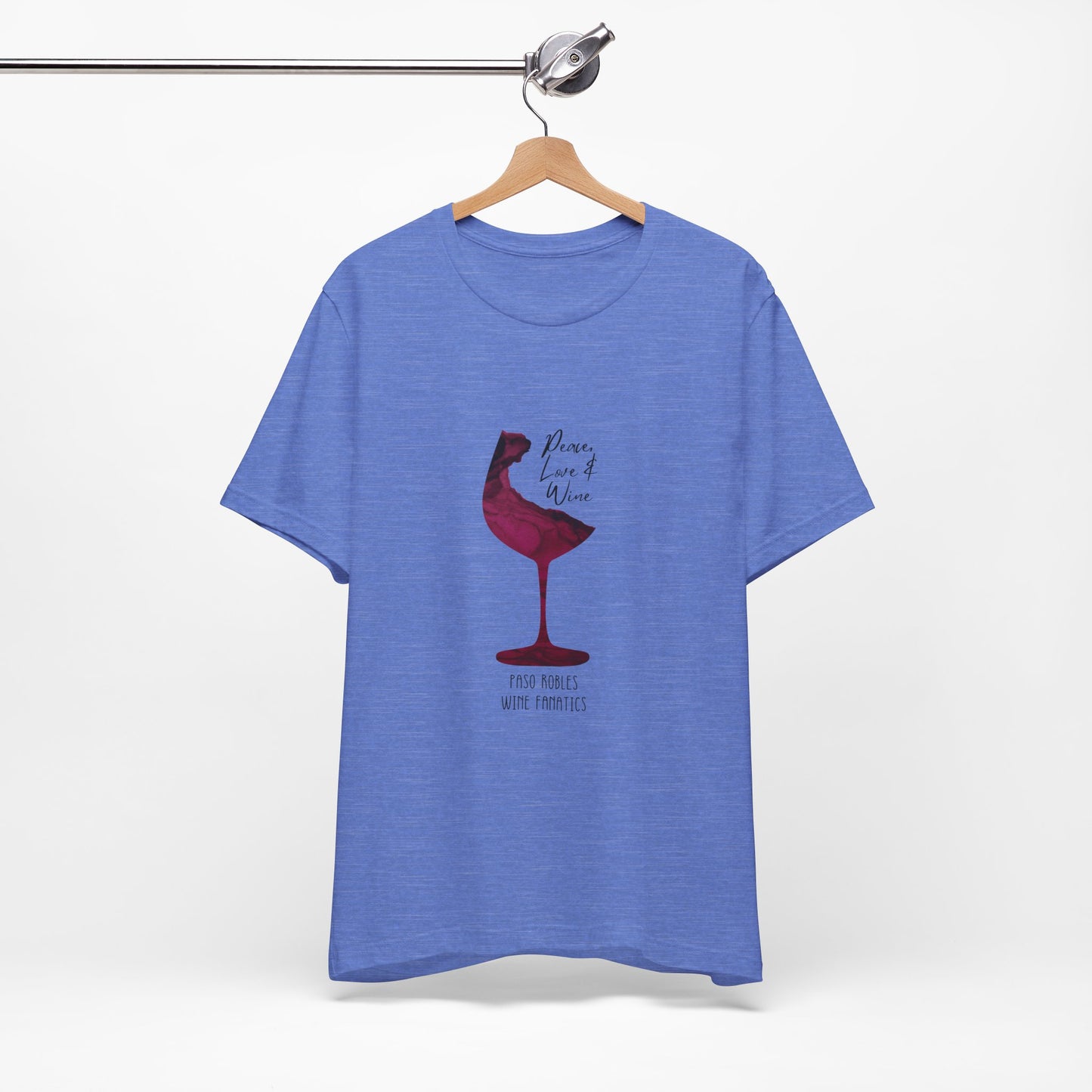 Paso Robles Wine Fanatics "Peace, Love & Wine" Unisex Jersey Short Sleeve Tee