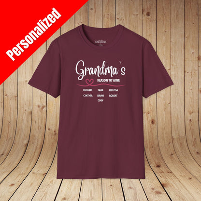 Grandma's Reason To Wine Personalized T-Shirt