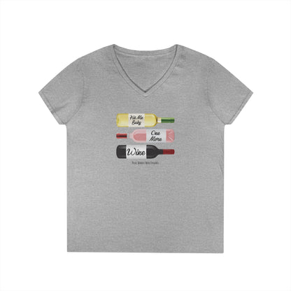 Hit Me Baby One More Wine Ladies V-Neck  Tee
