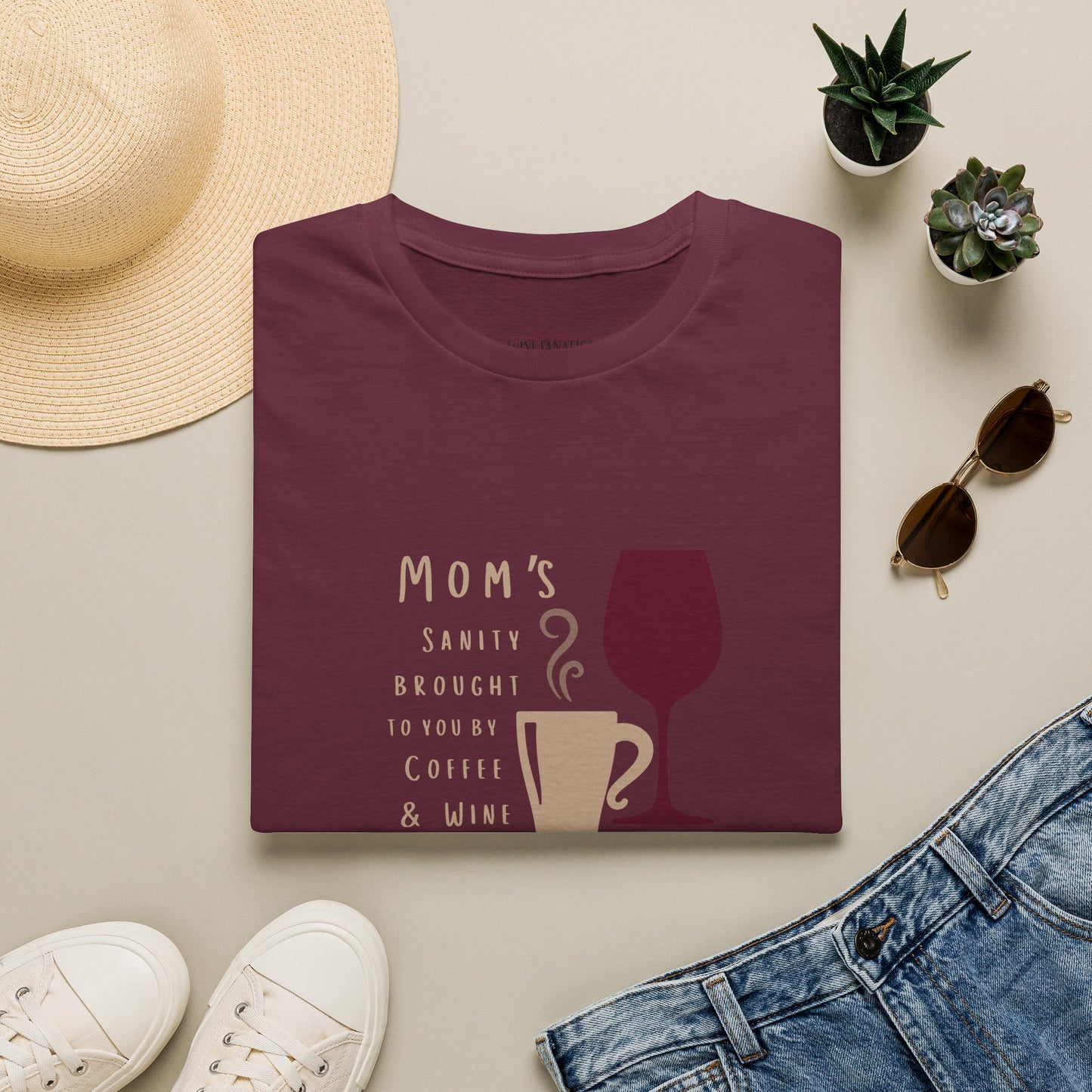 Mom's sanity brought to you by Coffee & Wine Crewneck Tee