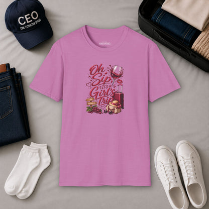 Oh Sip It's A Girl's Trip Personalized Crewneck Tee