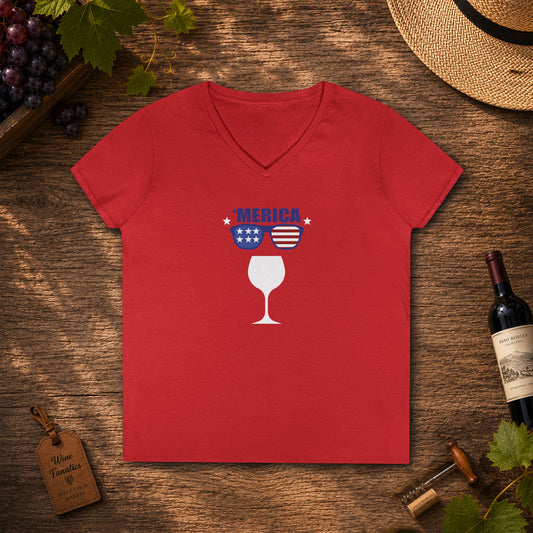 'Merica Independence Day Ladies V-Neck Tee