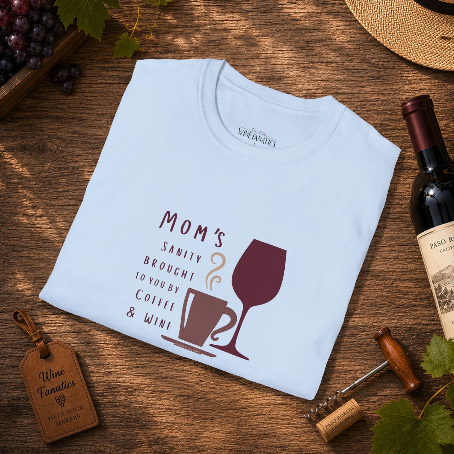 Mom's sanity brought to you by Coffee & Wine Crewneck Tee