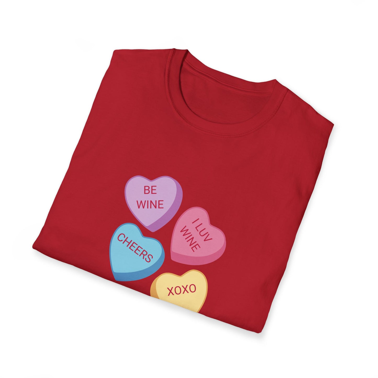 Wine Conversation Hearts Unisex Softstyle T-Shirt