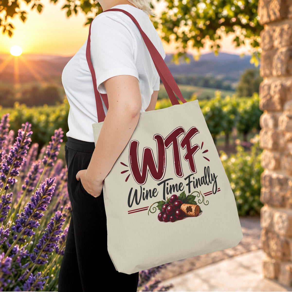 WTF Wine Time Finally Personalized Tote Bag