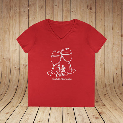 Rise & Wine Ladies V-Neck Tee