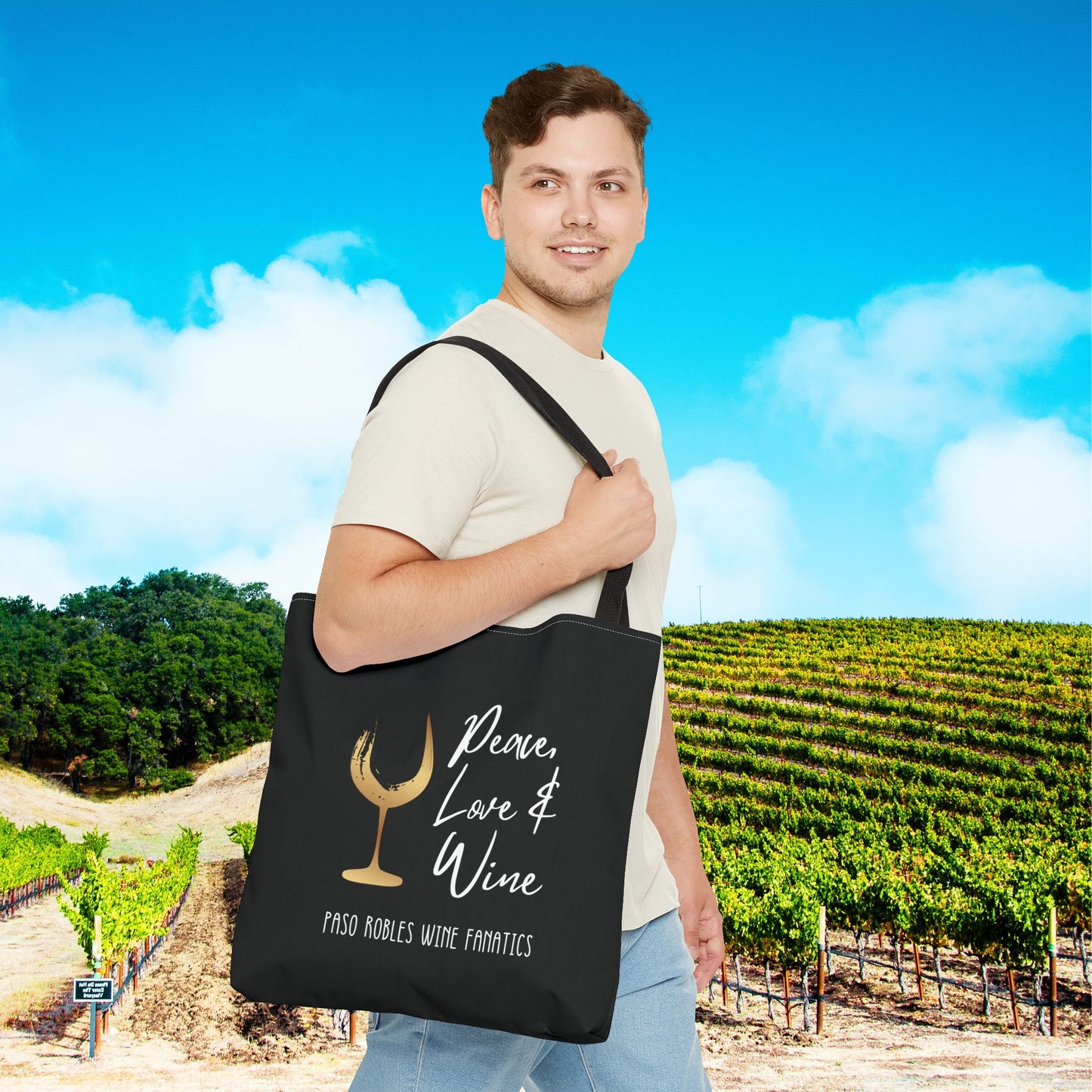 Peace Love Wine Tote Bag