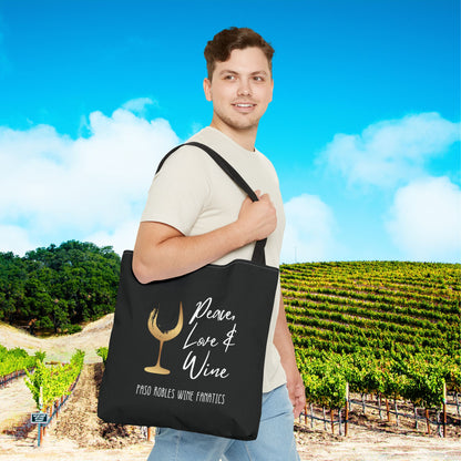 Peace Love Wine Tote Bag