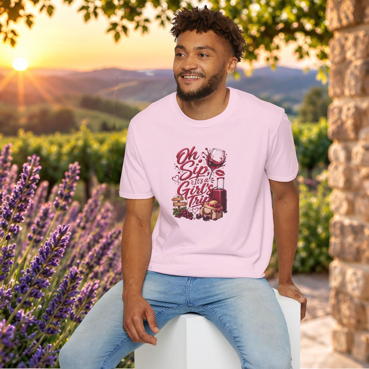 Oh Sip It's A Girl's Trip Personalized Crewneck Tee