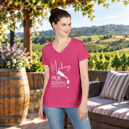 Making Pour Decisions in Sonoma, CA Ladies V-Neck Tee