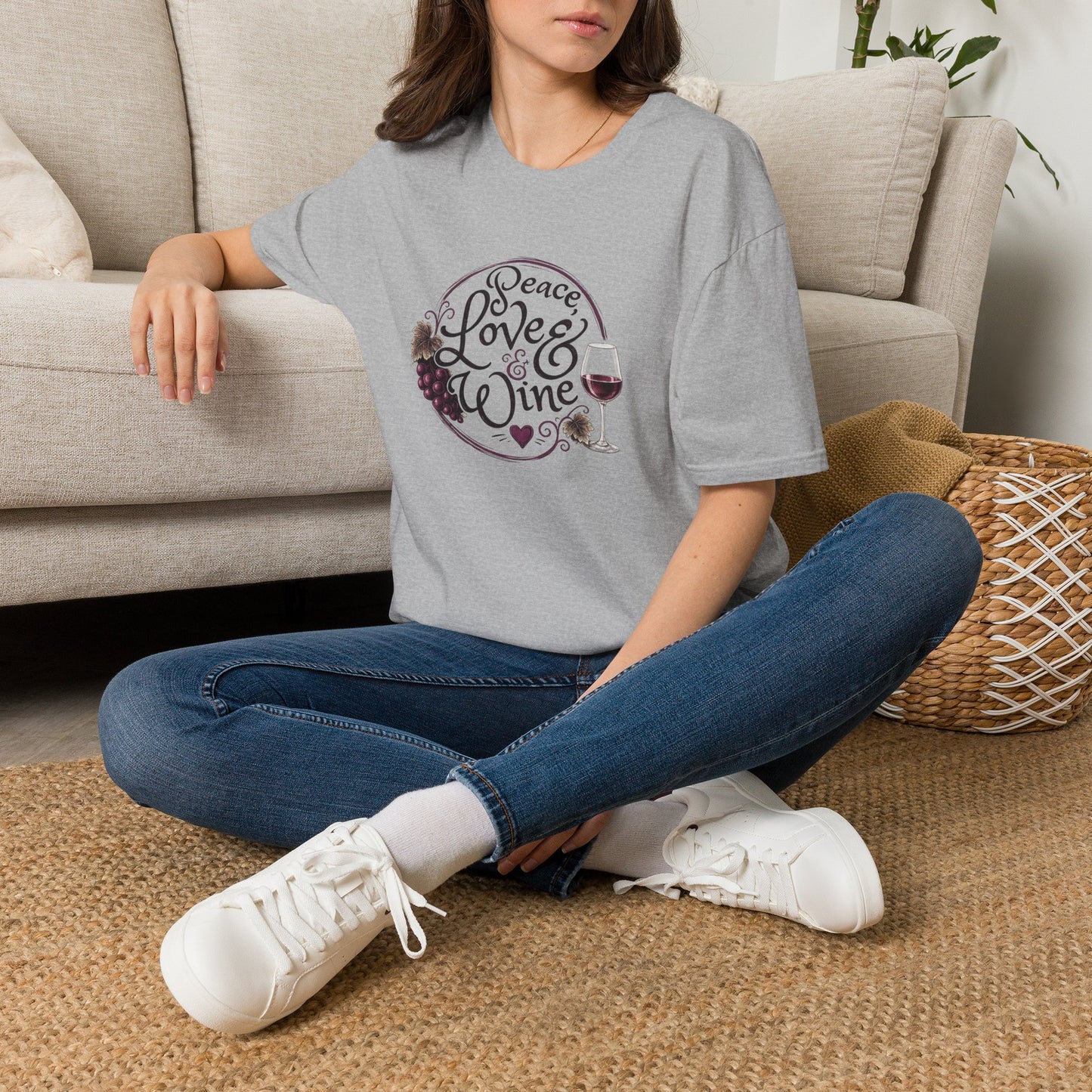 Peace, Love & Wine Crewneck Tee