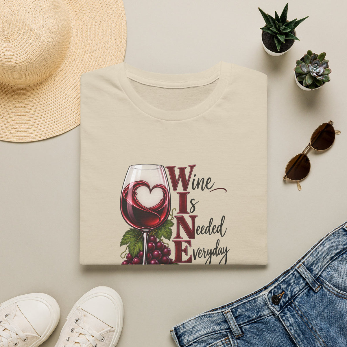 WINE Is Needed Every Day Crewneck T-Shirt