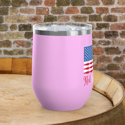 Red Wine & Blue Independence Day Personalized 12oz Wine Tumbler
