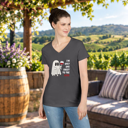 One Sheet To The Wine Ladies V-Neck Tee