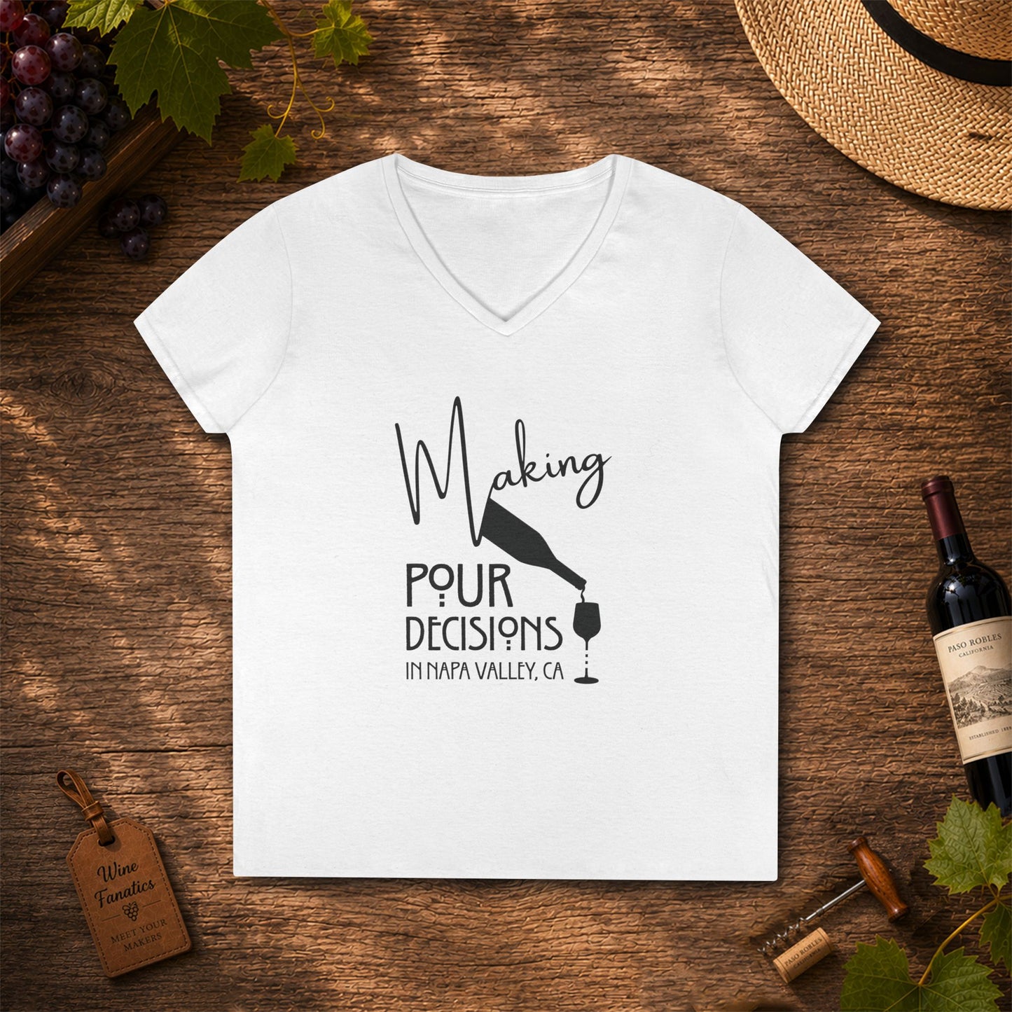 Napa Valley - Making Pour Decisions Ladies' V-Neck Tee