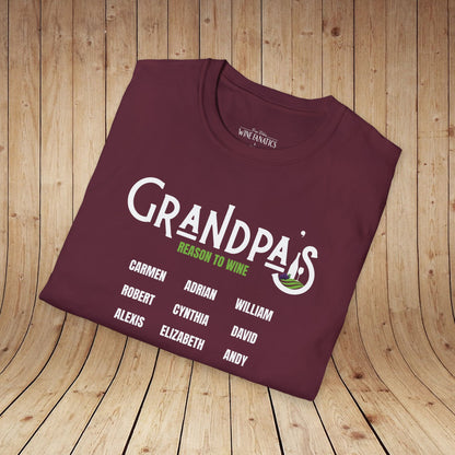 Grandpa's Reason To Wine Personalized T-Shirt