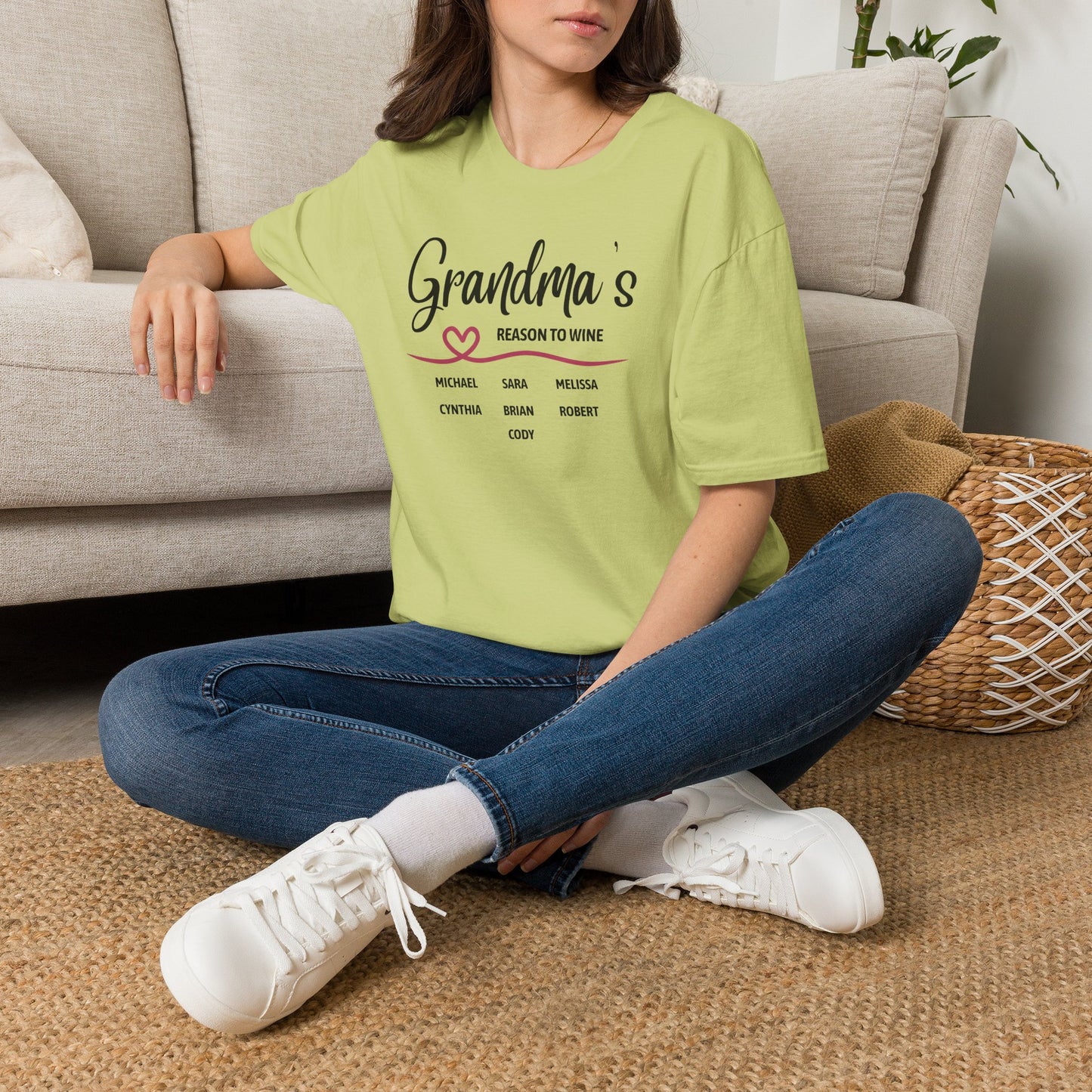 Grandma's Reason To Wine Personalized Crew Neck T-Shirt