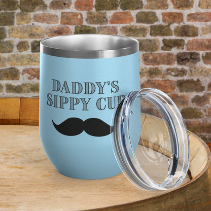 Daddy's Sippy Cup (mustache) Personalized 12oz Wine Tumbler