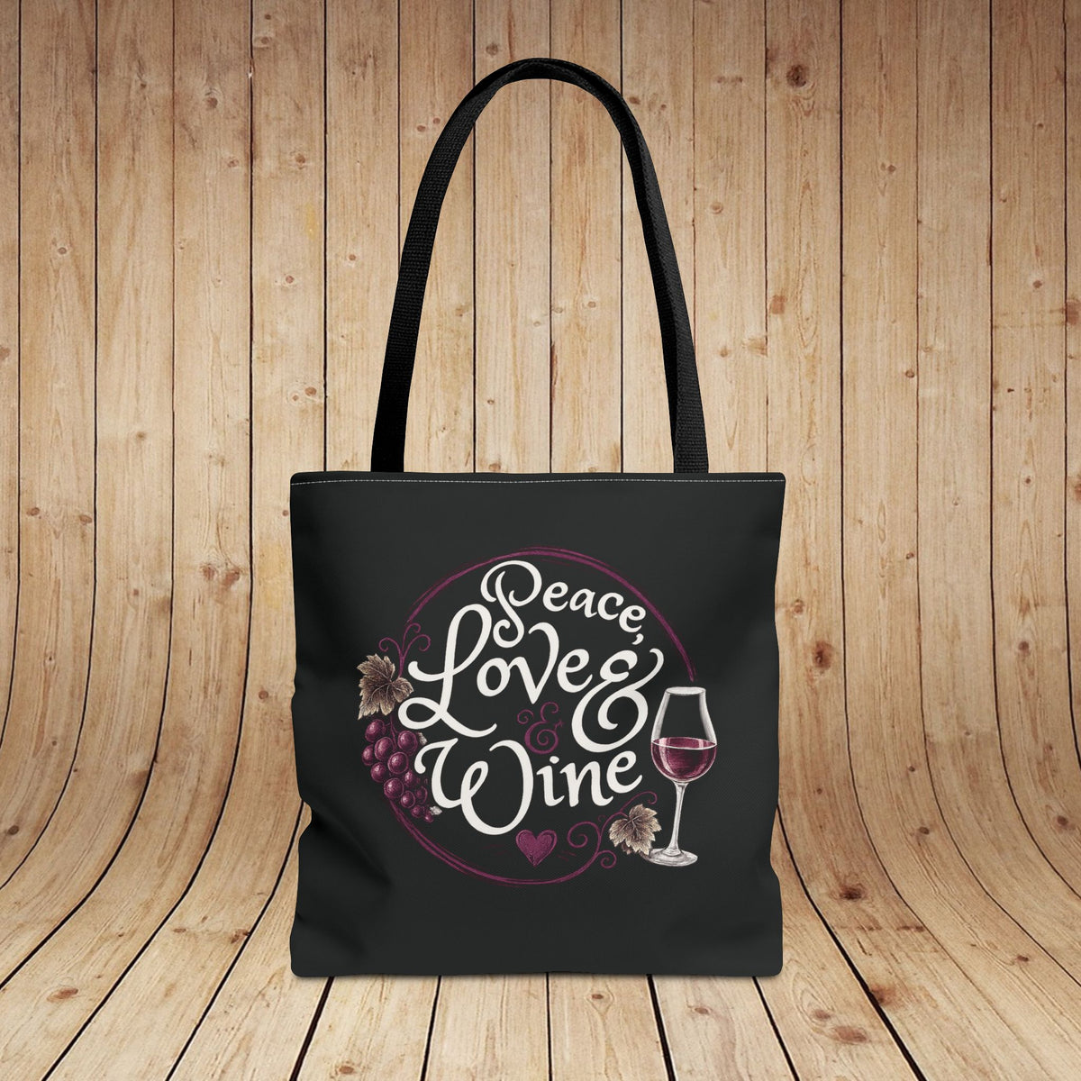 Peace Love Wine Personalized Tote Bag