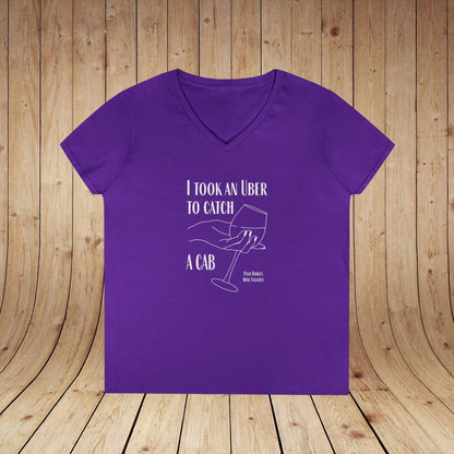 I Took An Uber To Catch A CAB Ladies V-Neck Tee