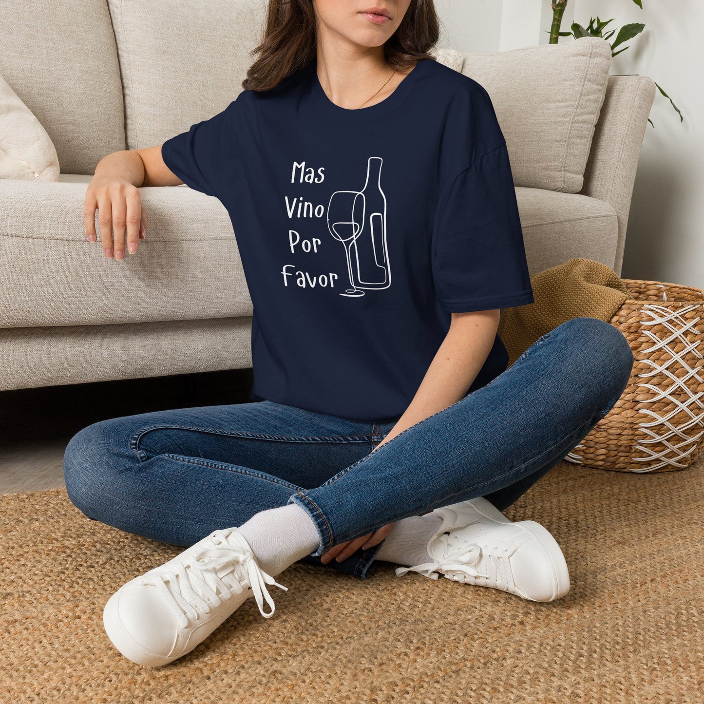 Mas Vino Por Favor Crewneck Tee