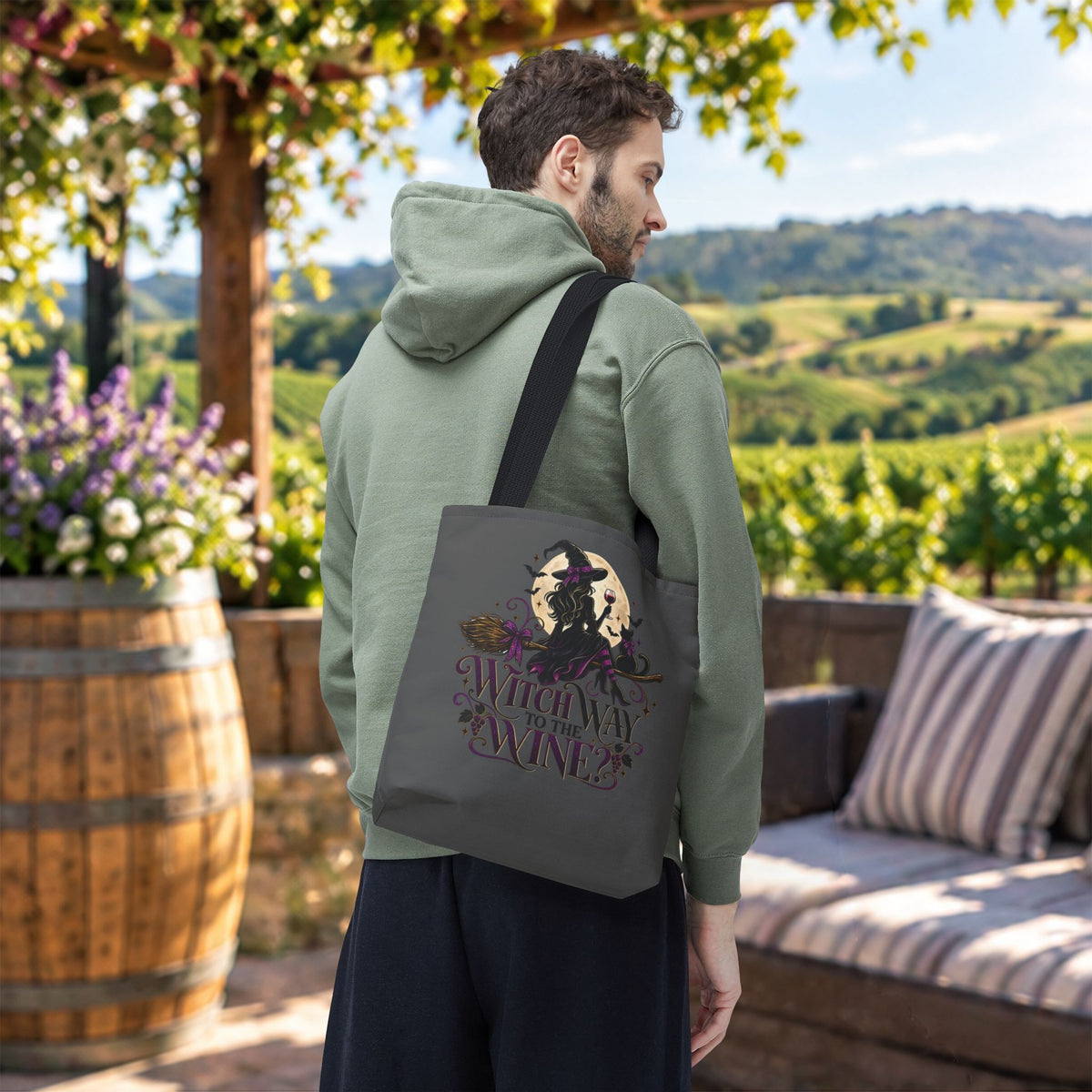 Witch Way To The Wine Personalized Tote Bag
