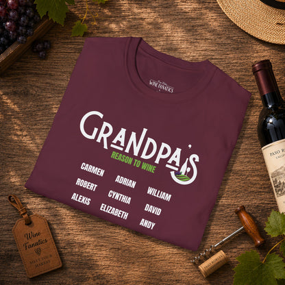 Grandpa's Reason To Wine Personalized Crew Neck T-Shirt