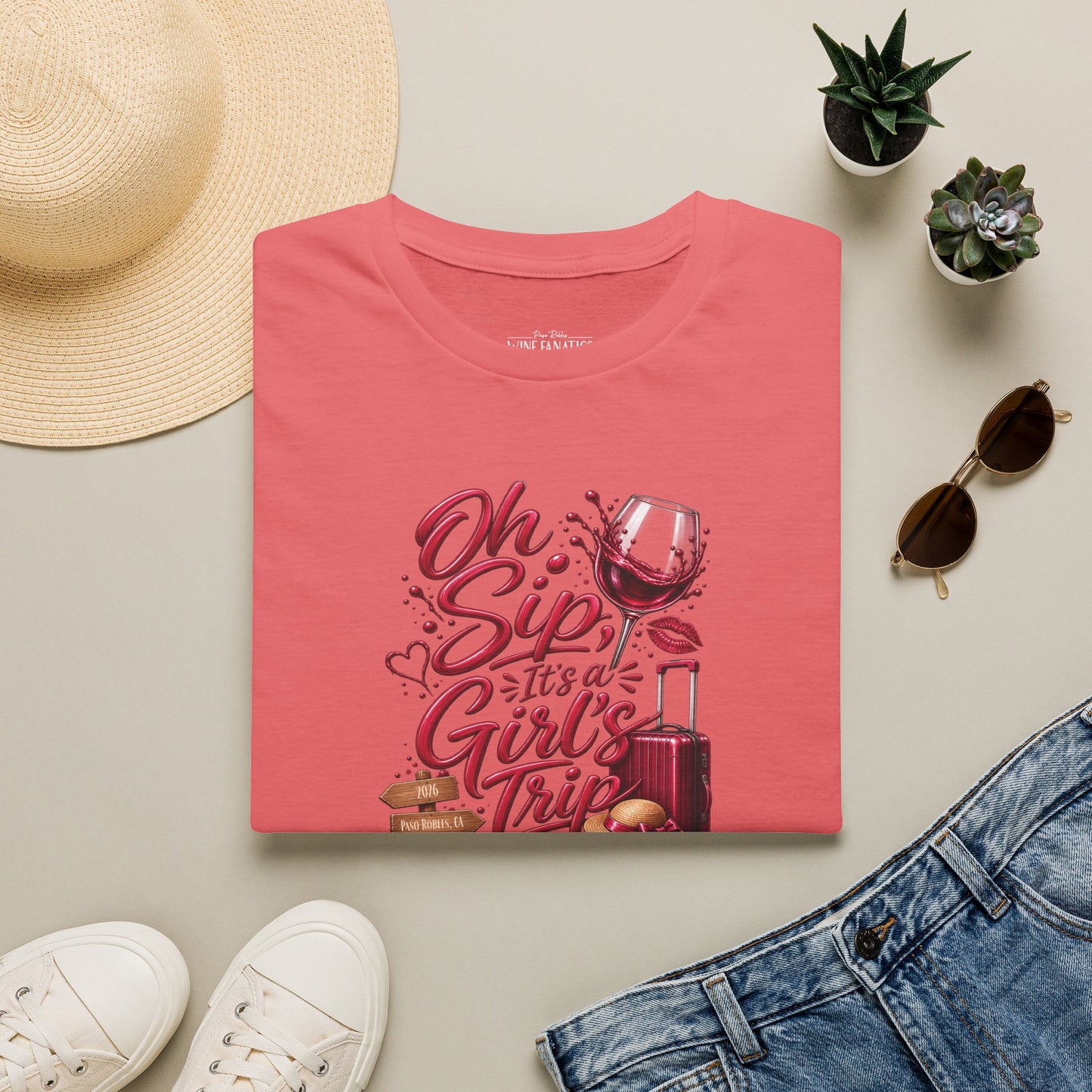 Oh Sip It's A Girl's Trip Personalized Crewneck Tee
