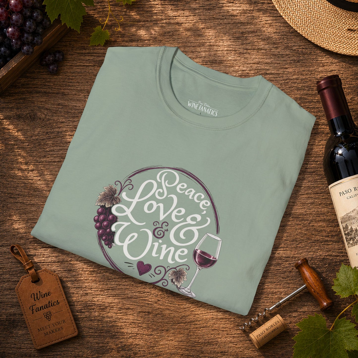 Peace, Love & Wine Crewneck Tee