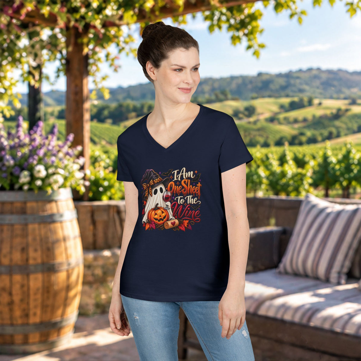 I Am One Sheet To The Wine Ladies V-Neck T-Shirt