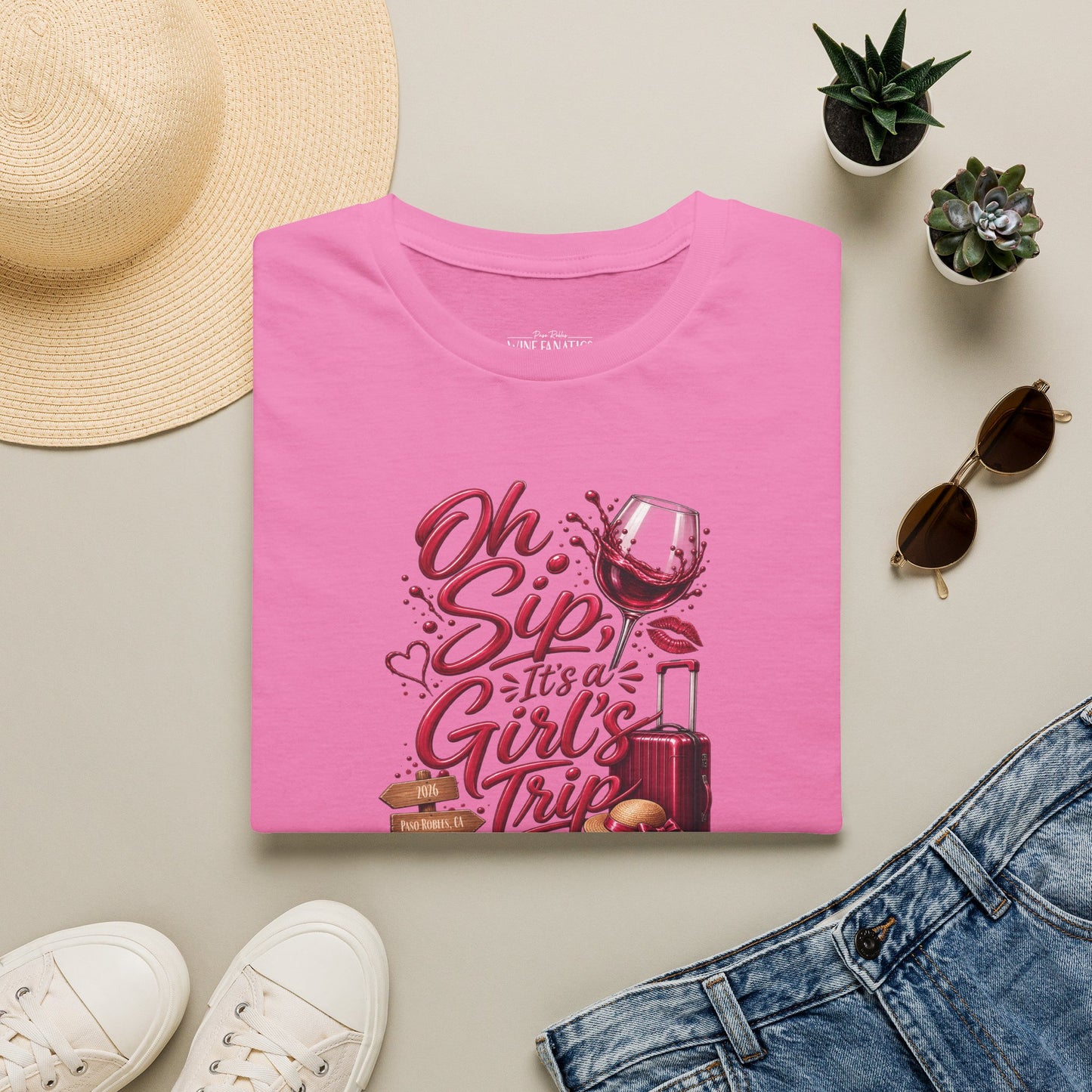 Oh Sip It's A Girl's Trip Personalized Crewneck Tee
