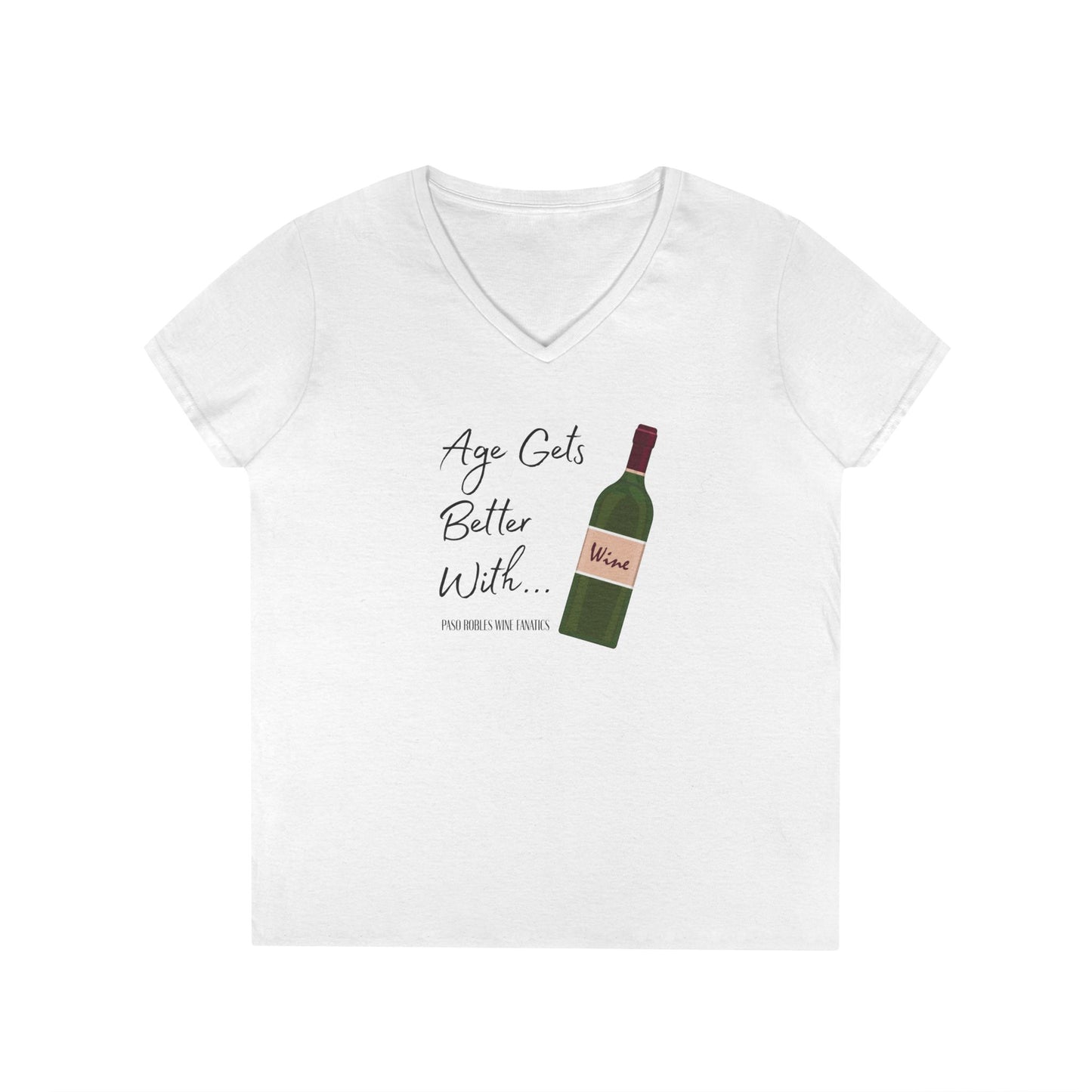 Age Gets Better With Wine Ladies V-Neck Tee