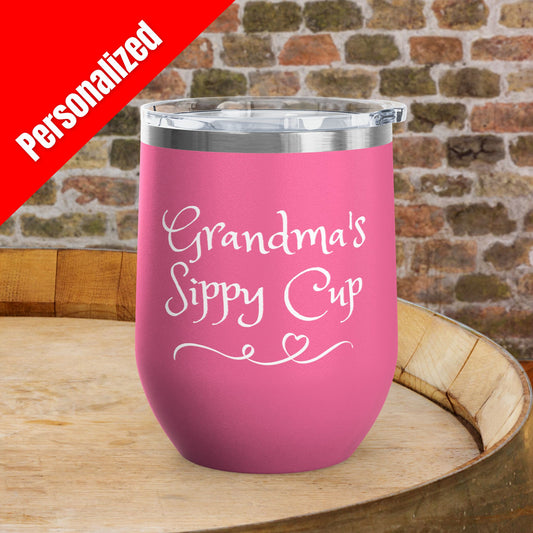 Grandma's Sippy Cup Personalized 12 oz Wine Tumbler