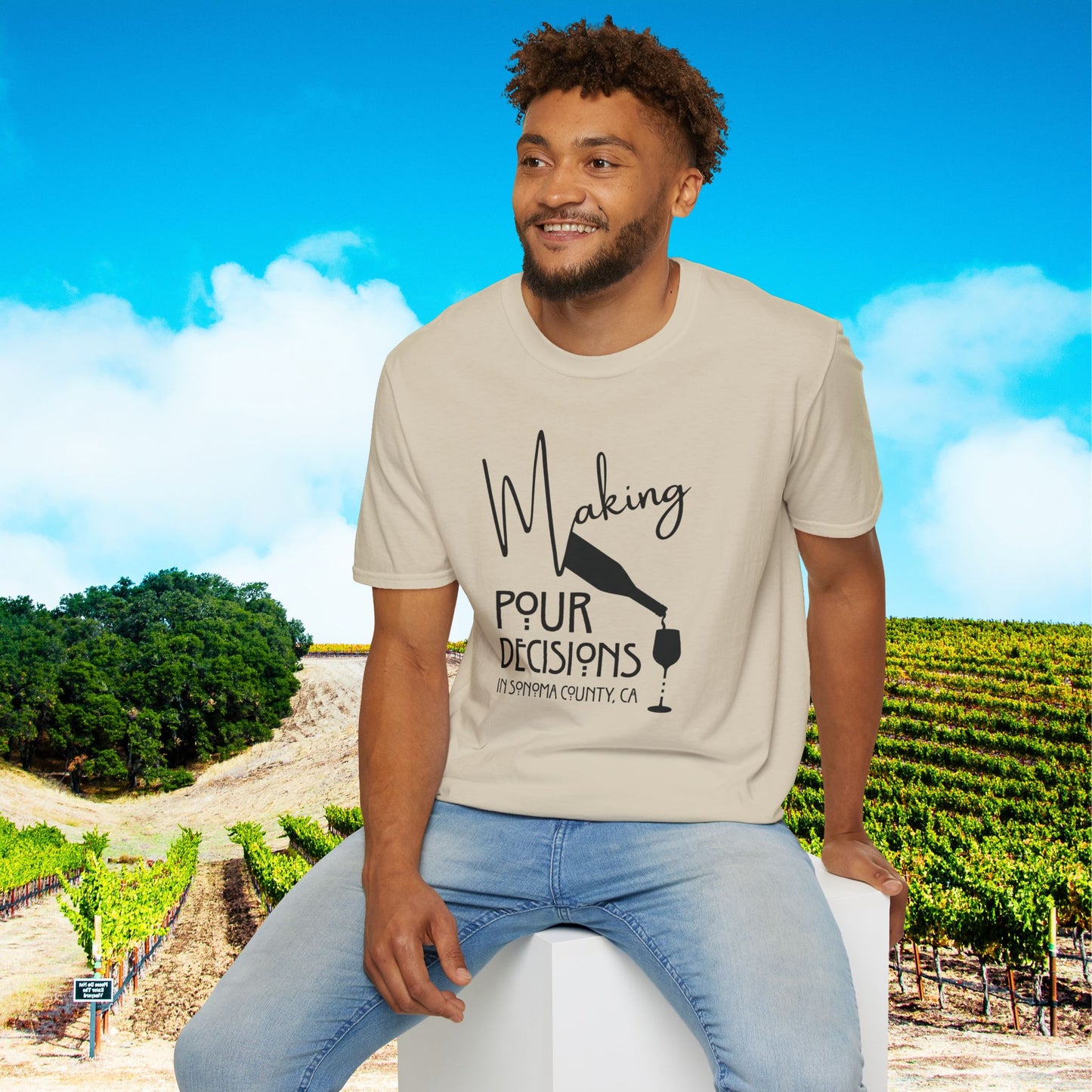 Sonoma County - Making Pour Decisions Unisex Softstyle Tee