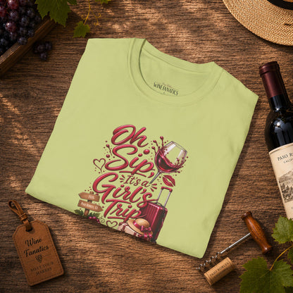 Oh Sip It's A Girl's Trip Personalized Crewneck Tee