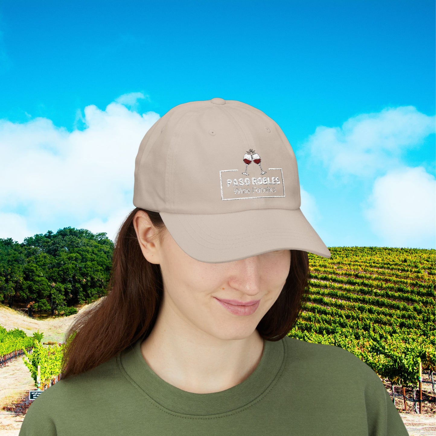 Paso Robles Wine Fanatics Toast Embroidered White Banner Cap