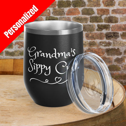 Grandma's Sippy Cup Personalized 12 oz Wine Tumbler