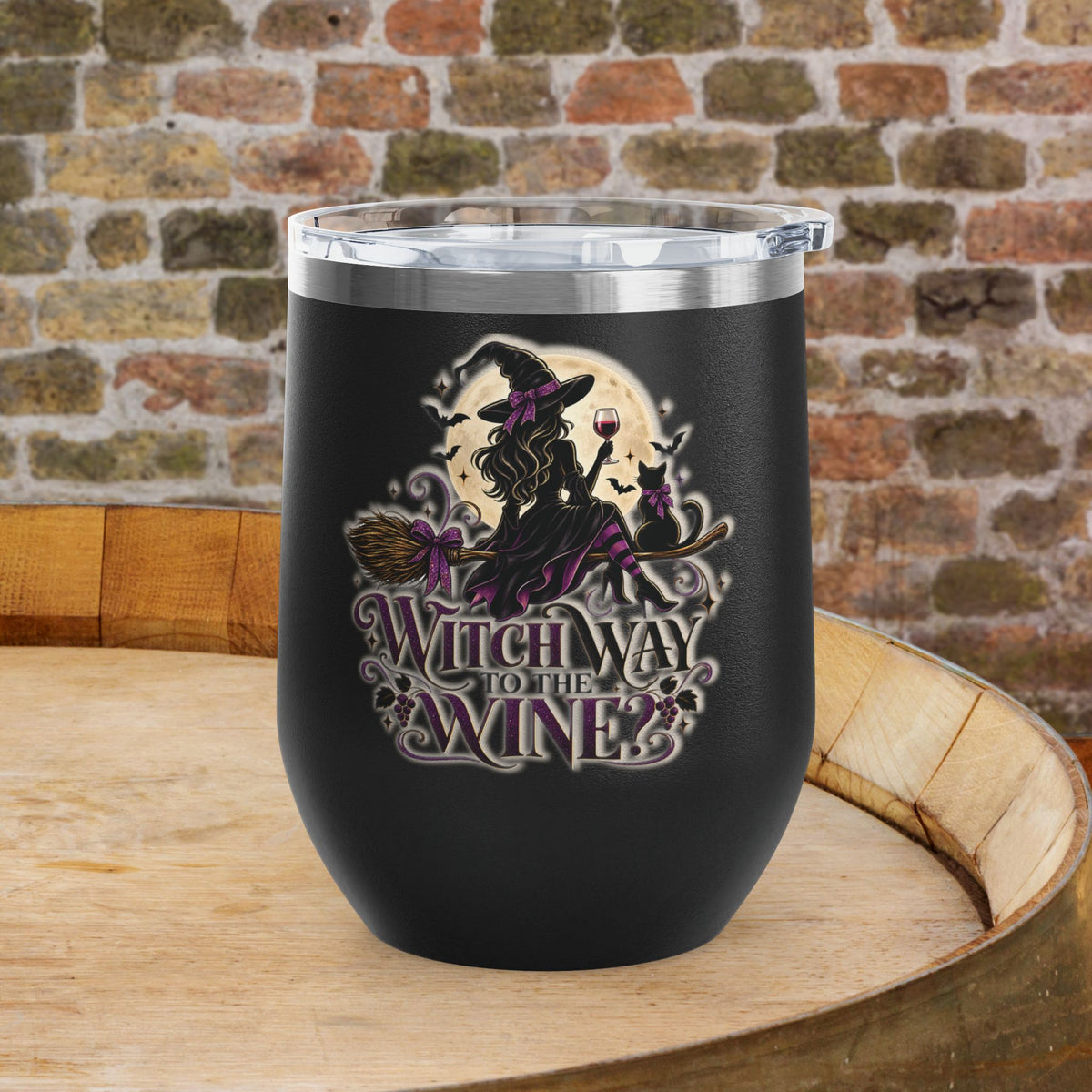 Witch Way To The Wine 12oz Personalized Wine Tumbler
