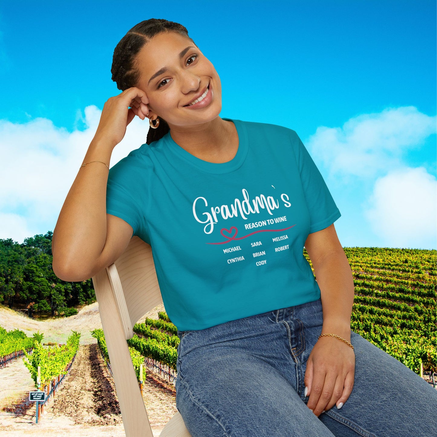 Grandma's Reason To Wine Personalized T-Shirt