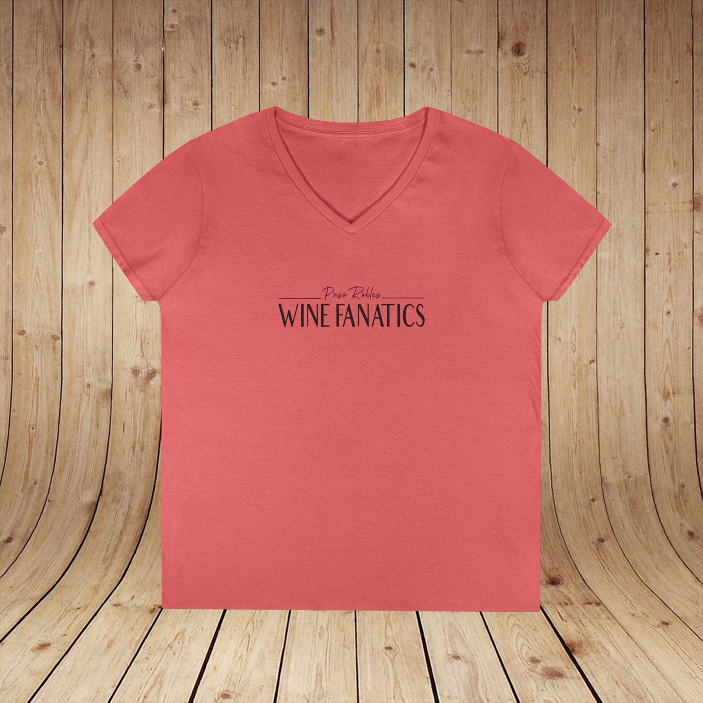 Paso Robles Wine Fanatics Logo Ladies V-Neck Tee