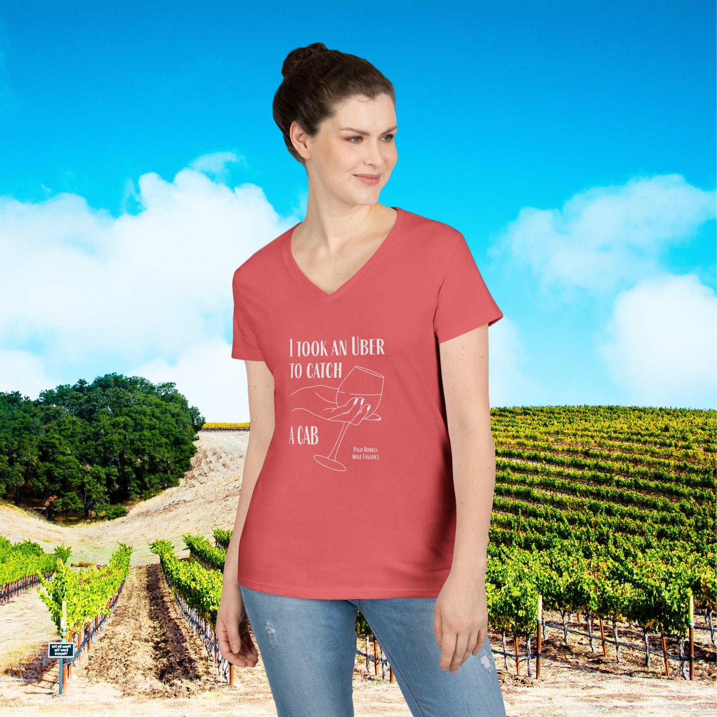 I Took An Uber To Catch A CAB Ladies V-Neck Tee