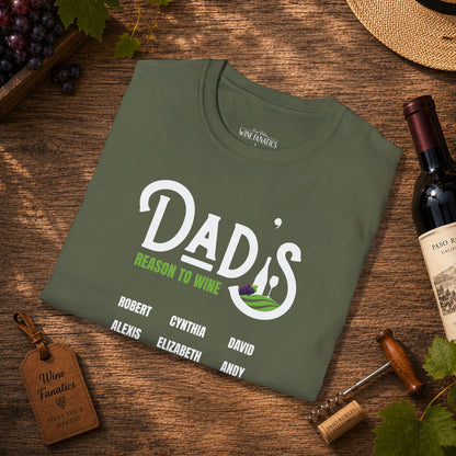 Dad's Reason To Wine Personalized Crew Neck T-Shirt