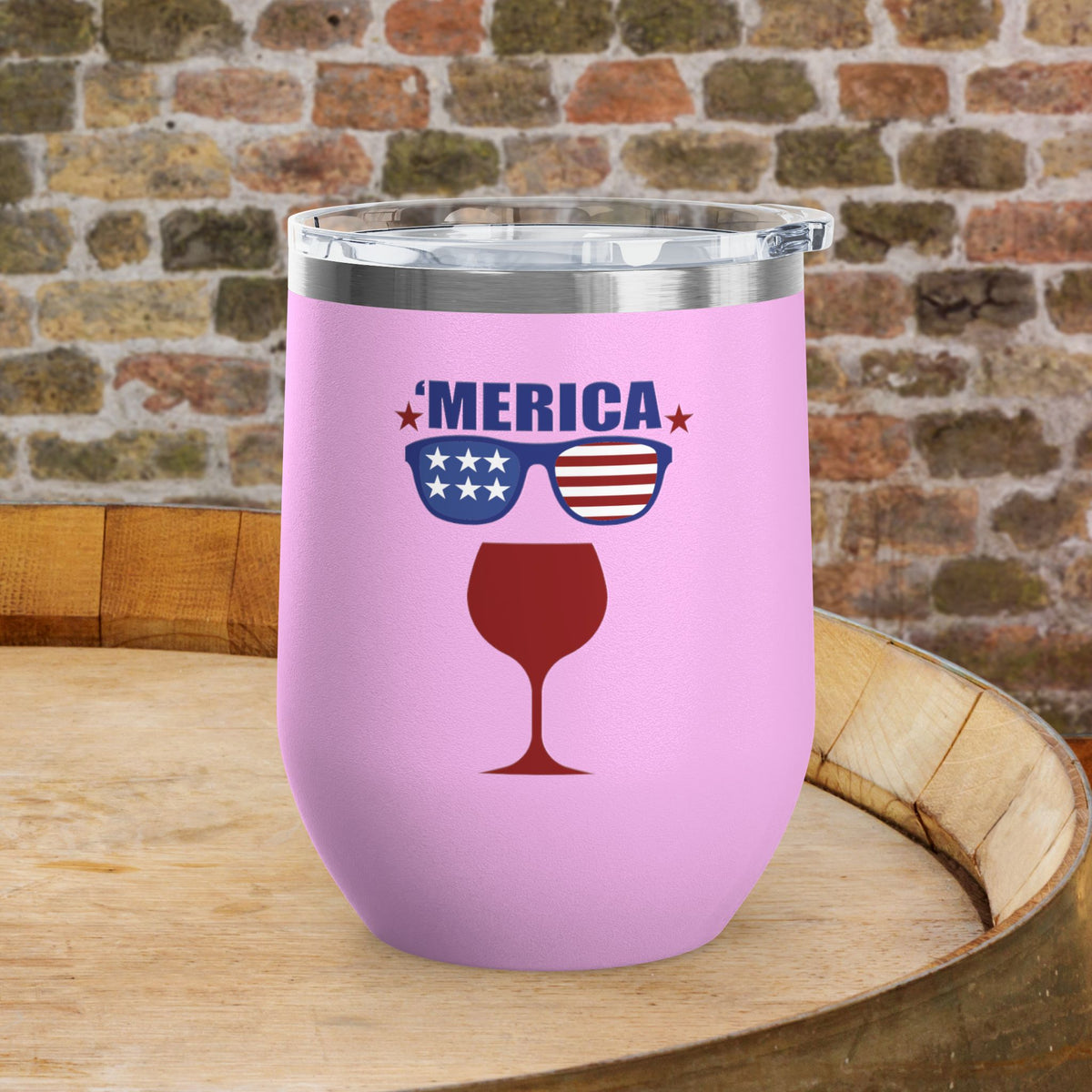 'MERICA Independence Day Personalized 12oz Wine Tumbler