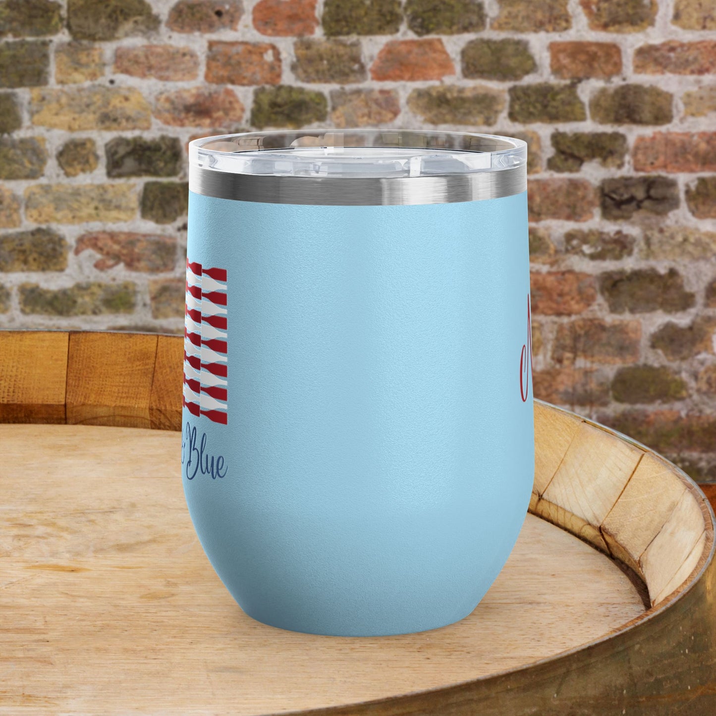 Red Wine & Blue Independence Day Personalized 12oz Wine Tumbler