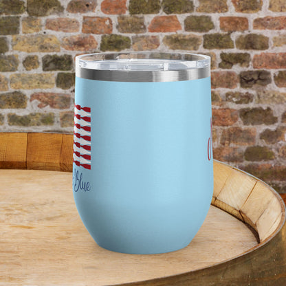 Red Wine & Blue Independence Day Personalized 12oz Wine Tumbler