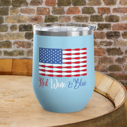 Red Wine & Blue Independence Day Personalized 12oz Wine Tumbler