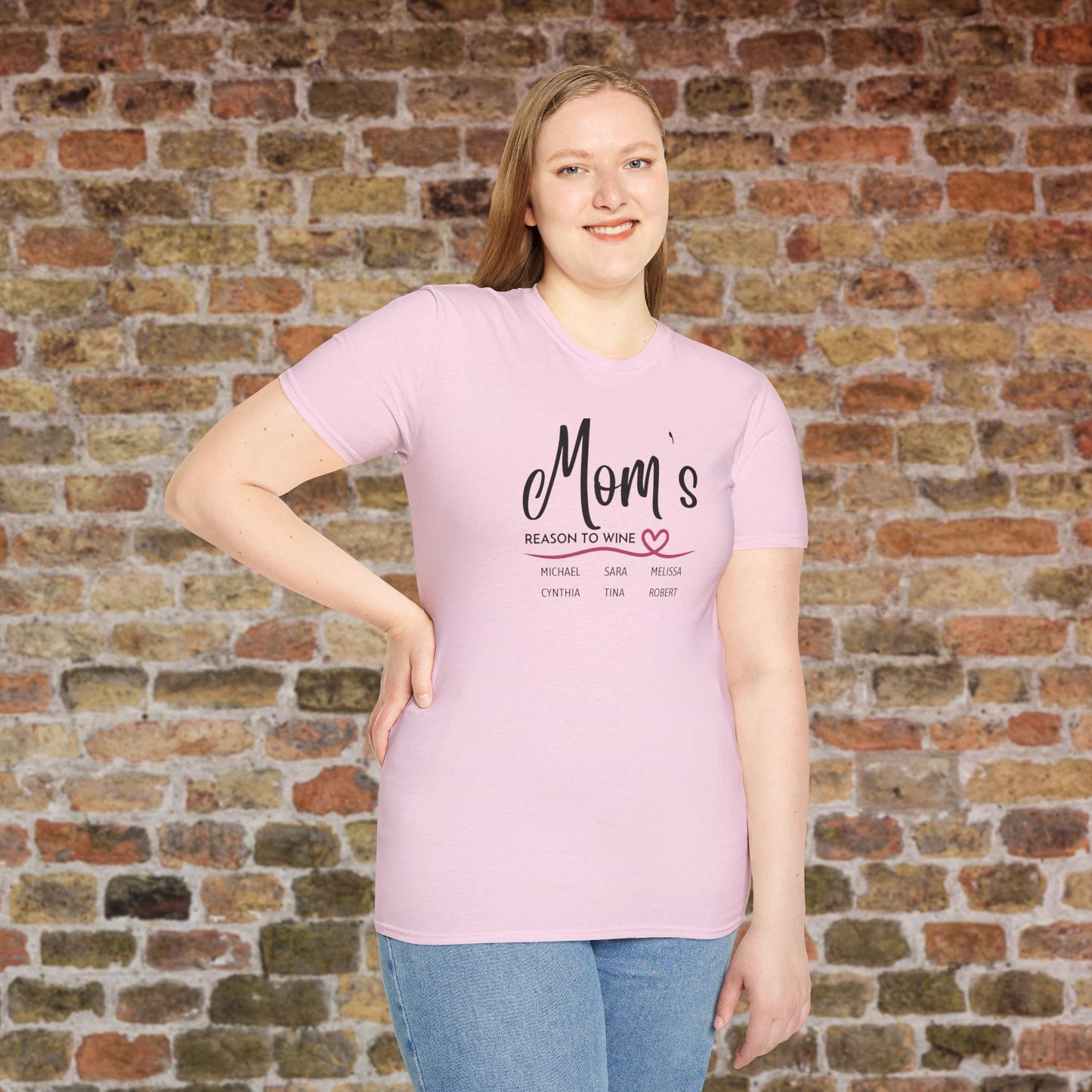 Mom's Reason To Wine Personalized Crew Neck Tee