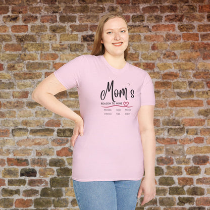 Mom's Reason To Wine Personalized Crew Neck Tee